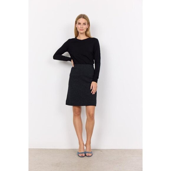 NWT SOYA CONCEPT Isobel Black & Charcoal Houndstooth Print Skirt - Picture 1 of 5